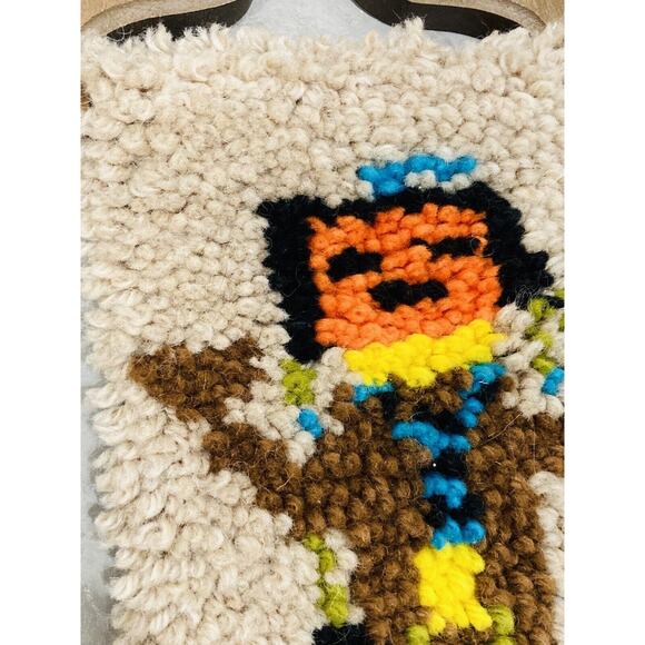 Set 2 Latch hook Wall Hanging Kachina Native American Yei Symbol 46" Vintage Blu - Picture 7 of 16